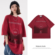 2021 New design senses small crowdsourced American retro high street printed short sleeve T-shirt female lover with the same tidal teas