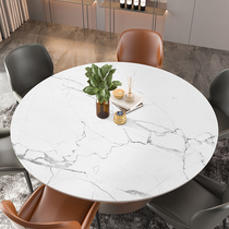Round Table Table Cloth Imitation Marble Tattoo Round Light Lavish Waterproof Anti-Oil Table Mat Anti-Burn Leather Table Tablecloi
