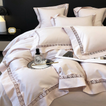 High end 120S long suede cotton embroidered all-cotton Nordic light lavish and extremely minimalist sleeping autumn and winter four sets of bedding