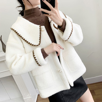 Imitation lamb plush coat coat women autumn and winter 2020 new Korean version of loose short fur one thick coat