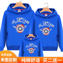 Parent-Child clothing autumn and winter clothes a family of three 2021 New Tide plus velvet thick hooded jacket father and son family