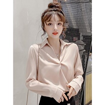 Tide Card Small Crowdshirt Woman 2021 Spring Autumn New Blouse Light Cooked V Collar Foreign Air Design Sensation Fashion 100 Hitch Lining Clothing