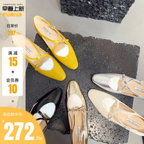 (sheii Suyin Yin) sweet dream Alice ~ cross-belt genuine leather Marie Jean flat bottom shoes womens single shoe commute