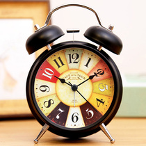 Nordic alarm clock Students with creative personality Bedroom mute bedside luminous small alarm Childrens clock Retro style