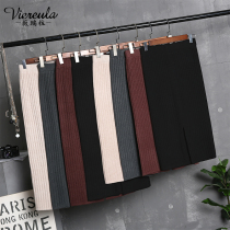 2022 autumn and winter new medium long section knitted half-body dress woman step with hip high waist thickened open fork hair line skirt tide