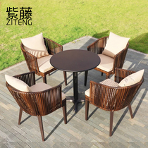 Courtyard tables and chairs five-piece outdoor furniture balcony three-piece outdoor rattan cafe leisure creative table and chair