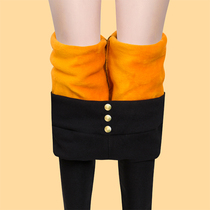 Wear leggings womens autumn and winter plus velvet thickened high waist stretch thin feet pencil black warm long pants