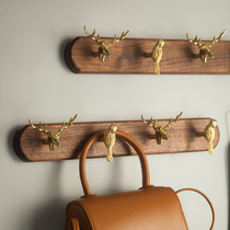 Free Punch Creative Retro Animal Head Nordic Stickup Key Hook Hung Clothes Hook Brass Wall Deco Clothing Cap Hook
