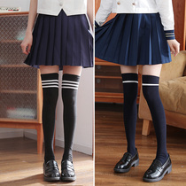 Wearing a skirt over the knee long tube high barrel socks girls children spring and autumn school uniforms jk uniforms Japanese cute