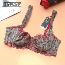 Export European and American underwear women exquisite embroidery sexy bra anti-sagging breathable big chest small ultra-thin bra summer