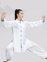 New elastic cotton tai chi clothes female Chinese wind male taijiquan style martial arts performance Martial Arts Performance Suit Hand-painted Disc Buckle