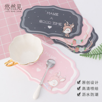Car car supplies sika deer cup mat creative placemas Nordic decorative girl heart table mat table heat insulation mat