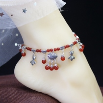 2021 New wave red Manau foot chain Women ins small crowddesign adjustable fashion lock small fish red rope bracelet