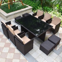 Outdoor table and chair courtyard villa terrace balcony storage sofa outdoor garden leisure rattan chair coffee table combination