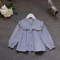 Childrens clothing Spring and Autumn New Mode of Big Childrens Strip Shirt Wood in the ear of Han Edition