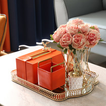 Orange tissue box set home living room coffee table drawing box remote control storage Nordic light luxury home decorations