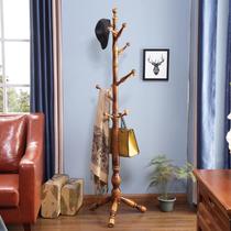 Solid wood coat rack Floor-to-ceiling American living room bedroom hanger Chinese clothes rack Wooden vertical indoor hanger