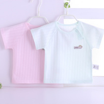 Newborn clothes Baby jacquard short-sleeved T-shirt summer mens and womens baby pure cotton short-sleeved top summer and spring 0-4 years old