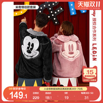 Lemachi Disney Couple Pajamas Women's Autumn Winter Cute Men's Coral Fleece Thick Mickey Pajamas Home Clothing Sets