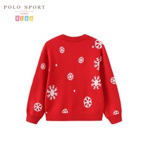 Polosport girls sweater 2022 autumn and winter new children in the big children with a cute snowflake gas sweater