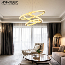 Ogilvy round circle Crystal Chandelier Creative personality postmodern lighting simple light luxury living room bedroom lamps