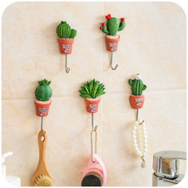 Cute plant stainless steel adhesive hook bathroom strong wall hanging small hook kitchen nail-free door back wall hook