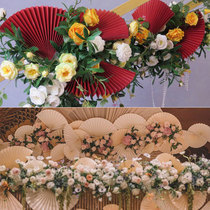 Modeling fan-shaped folding fan Chinese paper fan origami fan fan jam New Chinese wedding background decoration window decoration