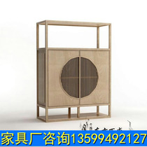 New Chinese wardrobe Zen solid wood wardrobe model room two-door bookcase locker bedroom wardrobe closet cloakroom wardrobe