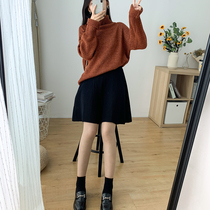 Special size knitted skirt female fat sister high waist skirt A pleated crotch skirt slim skirt