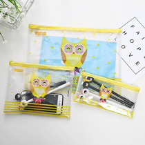 Transparent pen bag Korean creative stationery bag storage bag cute zipper bag file bag a4 plastic transparent information bag