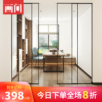 Very narrow side magnesium aluminum alloy triple linkage push-pull glass door Balcony living room kitchen push-pull partition door Sliding door customization