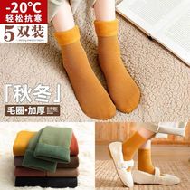 (Men and women same) socks womens middle tube plus velvet thickened snow socks autumn and winter mens and womens warm stockings