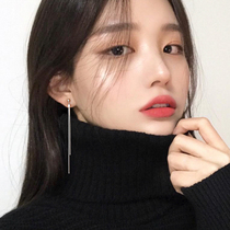 Tassel earrings 2021 New Tide face thin earrings female sterling silver simple earrings female temperament long earrings