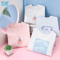 Color bridge high collar base shirt Childrens thermal underwear Pure cotton winter boys and girls baby top Autumn coat T-shirt thick
