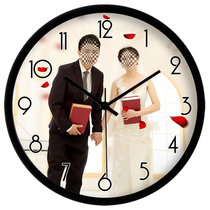Hanyi ink personal wedding photo Enterprise DIY custom-made creative living room mute wall clock Quartz clock watch