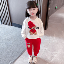 Girl Foreign Air Trendy Suit Spring Autumn 2022 New Early Spring Children Womens Babies Online Red Transport Han Van Two Sets