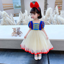 Girls Baby Summer 2022 New White Snow Princess Dress Children's Style Short Sleeve Dress Birthday Dress Skirt