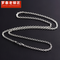 Luo Tai old silversmith Retro Thai silver 925 silver necklace Taijiao chain Silver chain Hip-hop hip-hop clavicle chain Niche Japanese