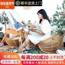 Natural rattan chair Three-piece leisure chair Balcony table chair Small coffee table Indoor and outdoor combination Rattan Nordic light luxury