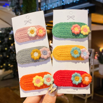 Mori rabbit childrens knitted bangs clip bbclip girl cute candy color hairclip fresh daisy hairclip hair accessory