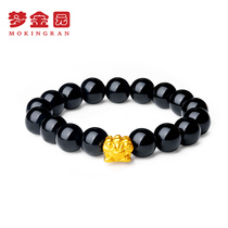 Dream Golden Garden gold bead bracelet Golden toad pure gold 3D hard gold agate couple bracelet men and women