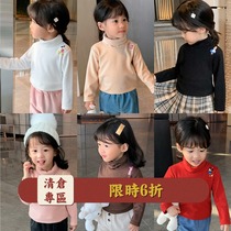 L mom girls high-neck bottoming shirt New Years New Years eve clothing winter warm Western style childrens red T-shirt New Years clothing