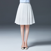 White pleated skirt womens professional 2021 summer new suit skirt long hanging skirt A- line dress