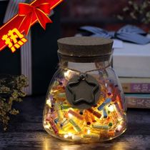 Stars jar glass wishing bottle empty bottle with small strip of paper crane star origami lucky trapezoid