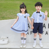 Primary school Childrens class clothes Summer pure cotton short sleeves Childrens school uniform Suit Kindergarten Garden Suit Choral Suit Graduation Photo