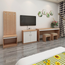 Heyi hotel furniture standard room full set hotel bed room king bed apartment single bed luggage cabinet TV cabinet customization