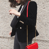 2021 autumn new velvet small blazer womens short Korean retro slim-fit business suit chic suit trend