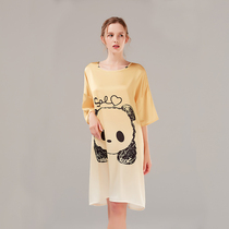 2021 summer womens new large T-shirt night dress cute cartoon short-sleeved long pajamas thin large size home clothes
