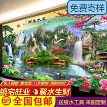 Customized new landscape wall painting background wall living room wallpaper 3D three-dimensional painting 8D TV wall mural 16D Wall cloth