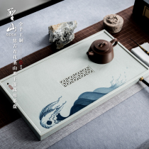 Shengshan handmade ceramic drainage tea tray dry bubble storage tea tray Tea Sea hand painted antique blue and white kung fu tea set